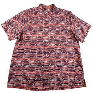 Tommy Bahama Mens XXL Short Sleeve Button Down Silk Shirt Orange Abstract